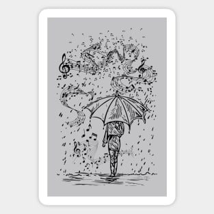 Musical Rain - Vintage Line Art Magnet